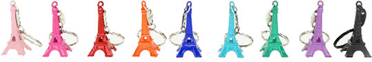 Zoom sur : Le porte-clés tour Eiffel 10 couleurs