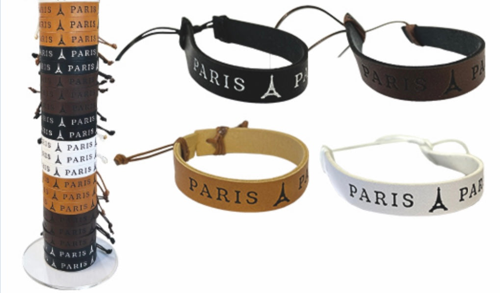 Bracelet Paris Tour Eiffel cuir réglable
