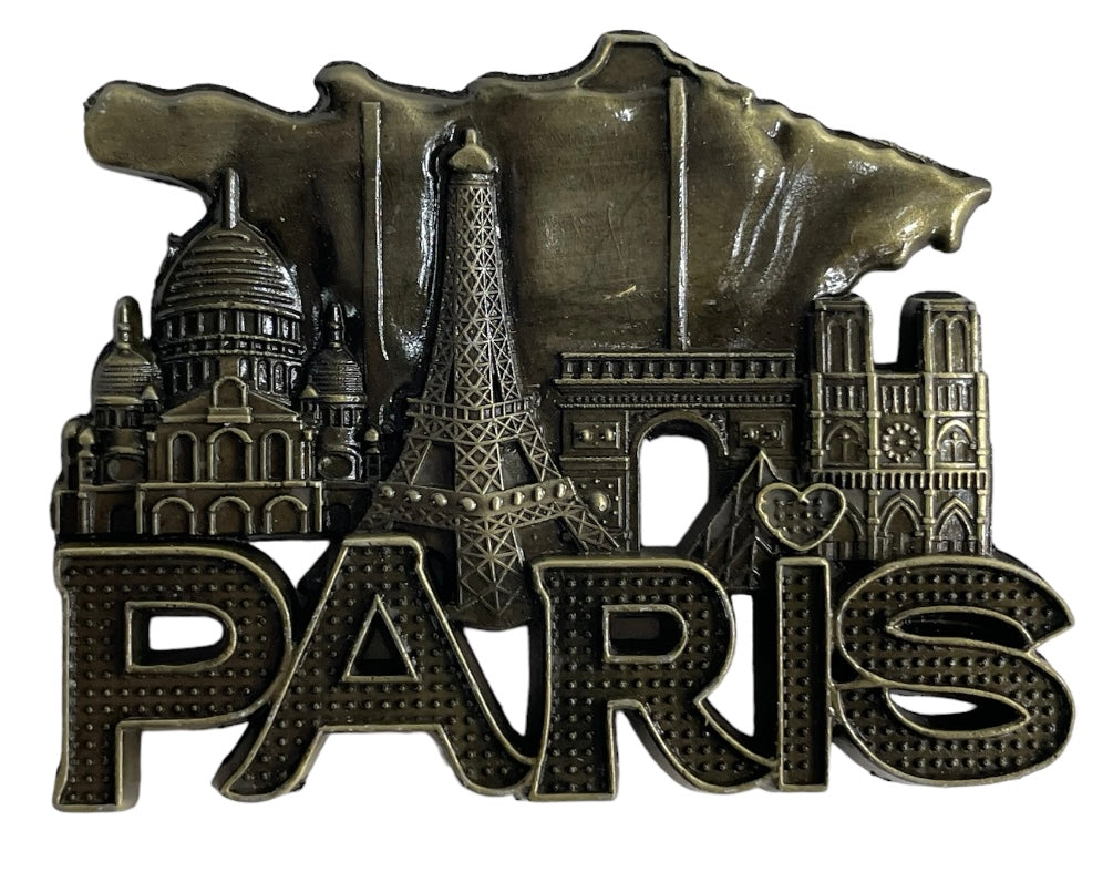 Imán París mapa de Francia monumento Bronce