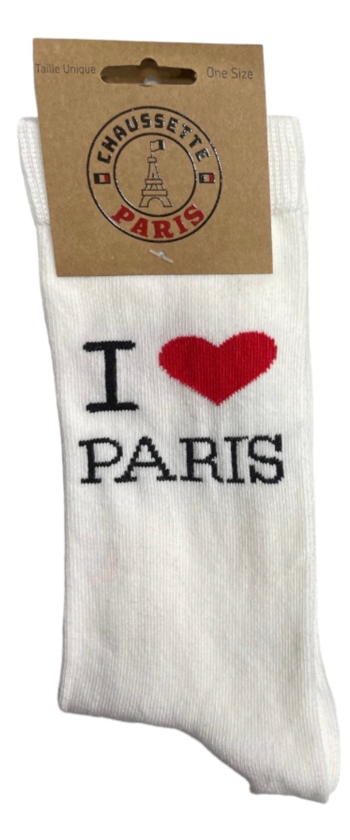 Par de meias I LOVE PARIS pretas ou brancas