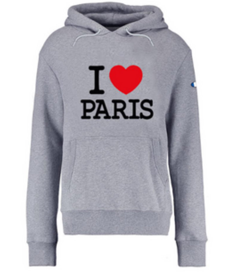 Grey sweat Shirt I love Paris - Souvenirs of France, PARICI