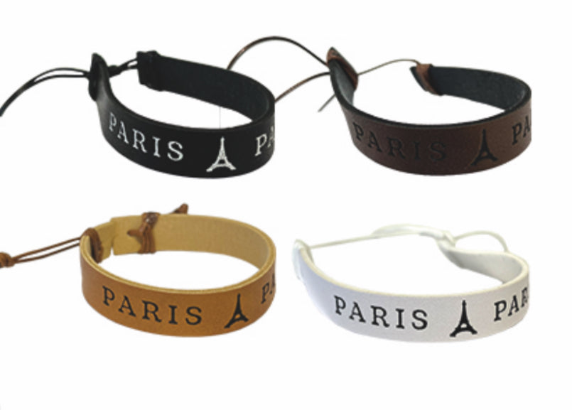 Bracelet Eiffel Tower Paris in leather adjustable