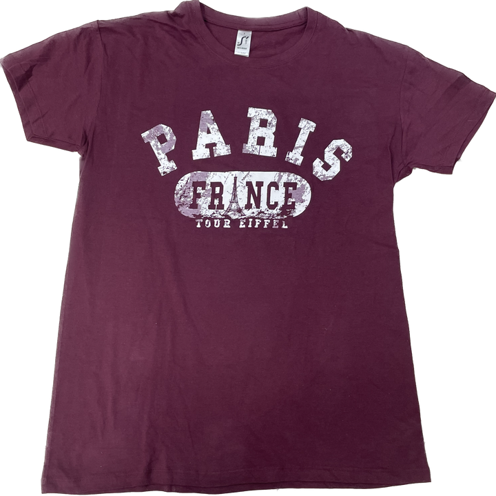 Tee-shirt avec inscription "Paris France" et éléments de mode