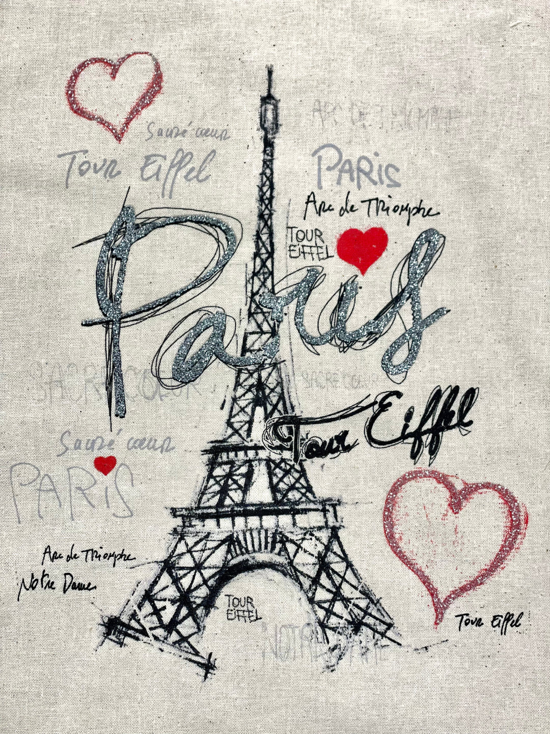 Torre Eiffel Paris bolsa de algodão com coração  ♥️