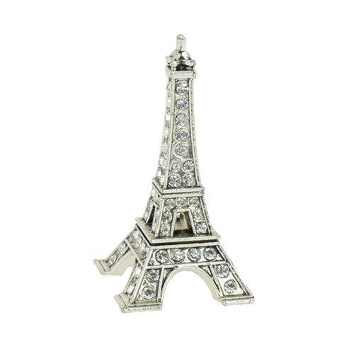 Petite tour Eiffel argentée avec strass