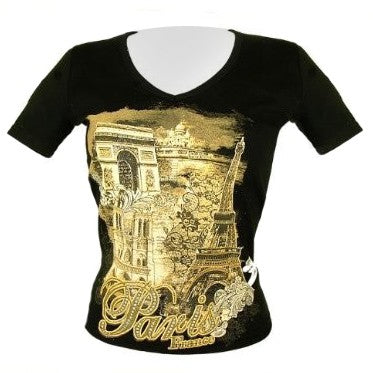T-shirt Tour Eiffel col V