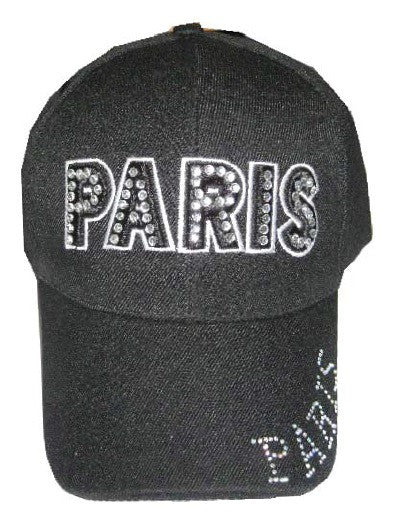 Casquette Paris Strass Noire