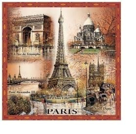 foulard Tour Eiffel et monuments maron