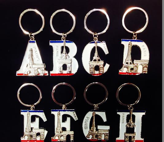 Paris alphabet key chain