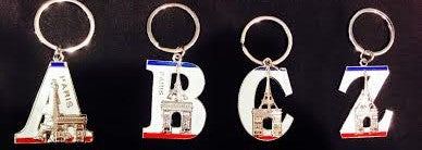 Porte clés souvenir de Paris Tour Eiffel Alphabet