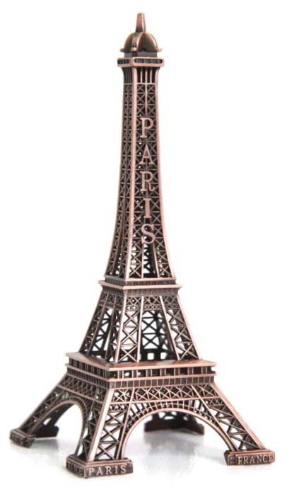 Tour Eiffel en métal de couleur bronze, disponible en différentes tailles.