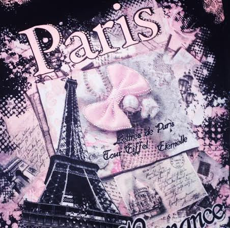 Tee shirt Paris France " Le noeud strass"