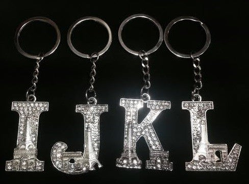 Porte clés Tour Eiffel strass alphabet initial