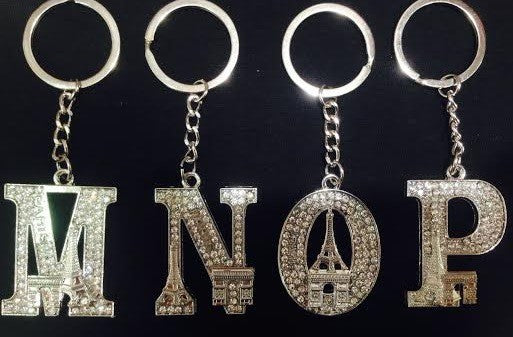 Porte clés Tour Eiffel strass alphabet initial