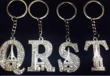 Porte clés Tour Eiffel strass alphabet initial