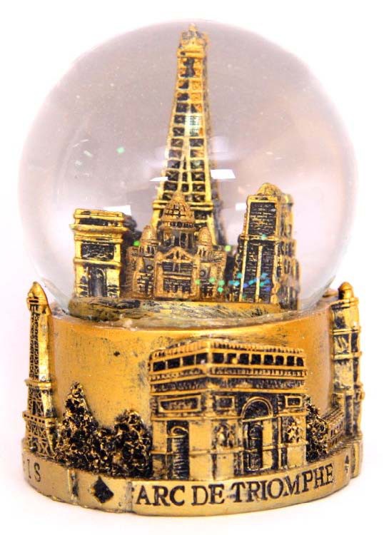 Boule de neige monuments de Paris doré