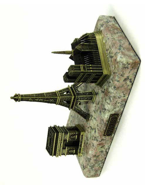 3 monuments de Paris métal 3D sur Marbre