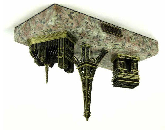 3 monuments de Paris métal 3D sur Marbre