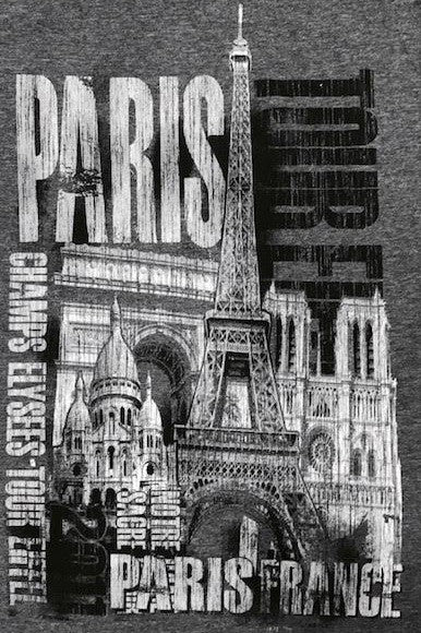 Tee-shirt avec design Tour Eiffel et monuments parisiens