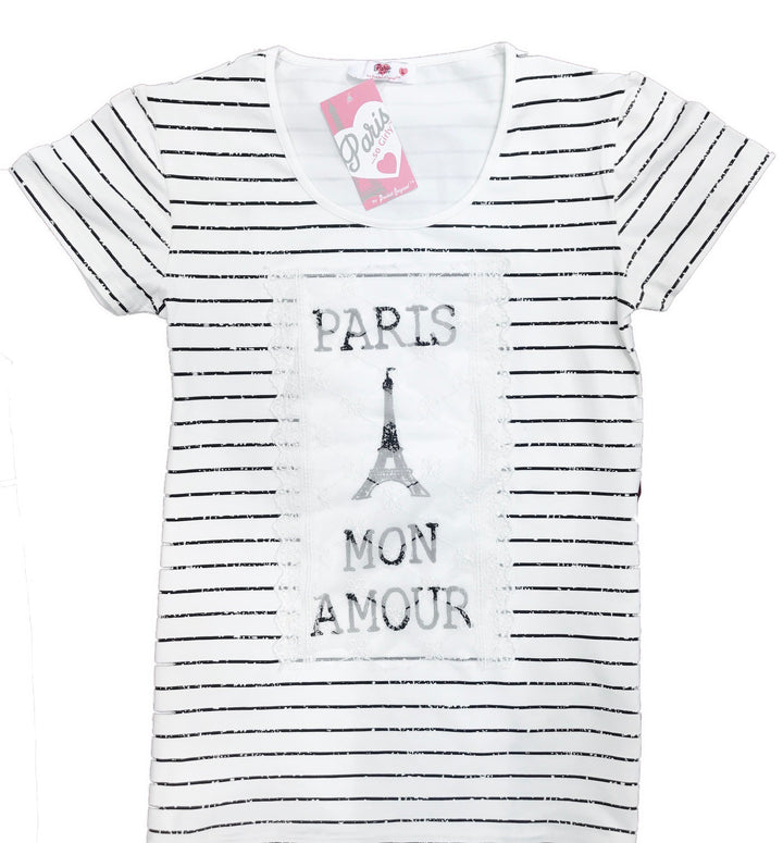 Tee-shirt avec la Tour Eiffel et l'inscription "Paris Mon Amour"