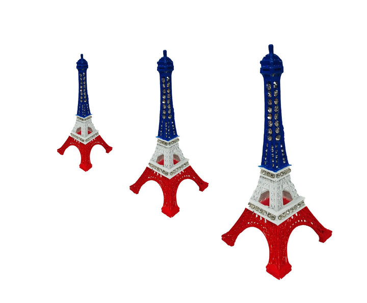 Réplique de la tour Eiffel tricolore ornée de strass