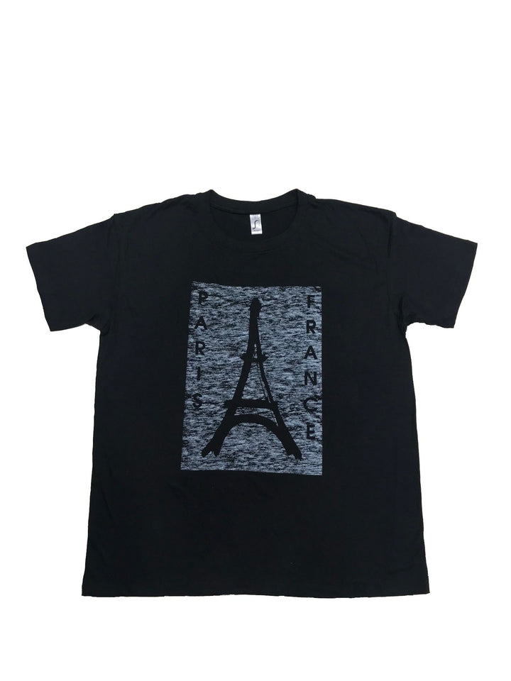 Tee-shirt noir avec design Tour Eiffel et inscription "Paris France"