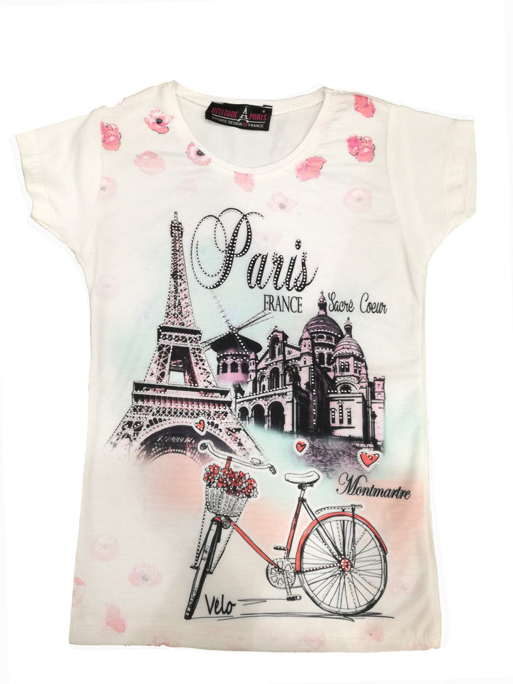 Tee-shirt avec design de Montmartre à vélo
