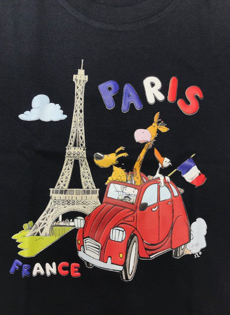 T-shirt avec design Tour Eiffel, 2CV et animaux