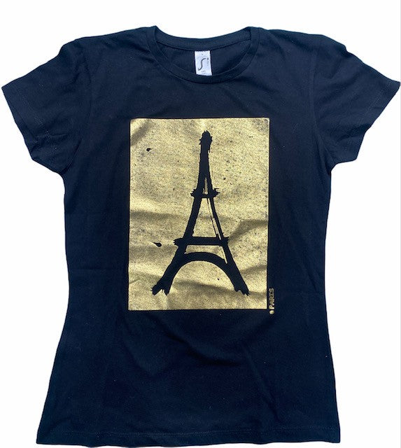Tee-shirt avec design Tour Eiffel en or