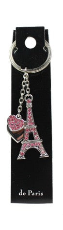 Porte-clés coeur strass rose