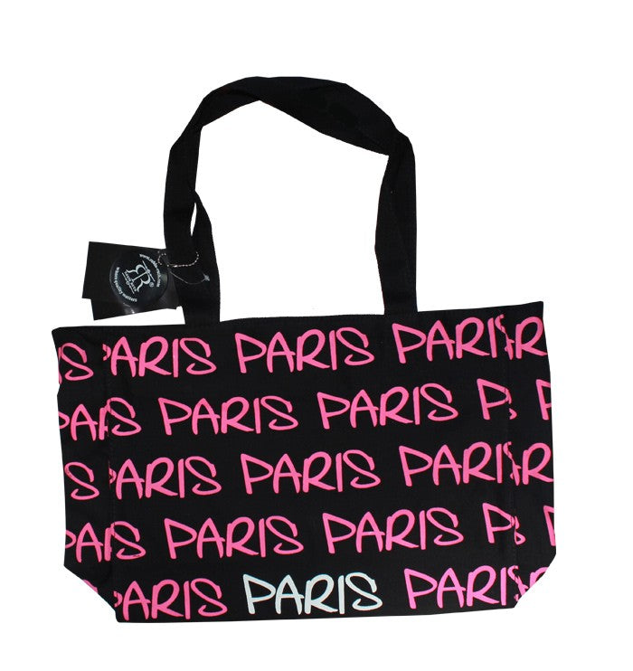 Sac Shopping Paris noir et rose