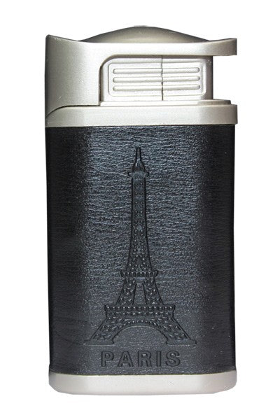 Briquet cuir et métal noir Paris