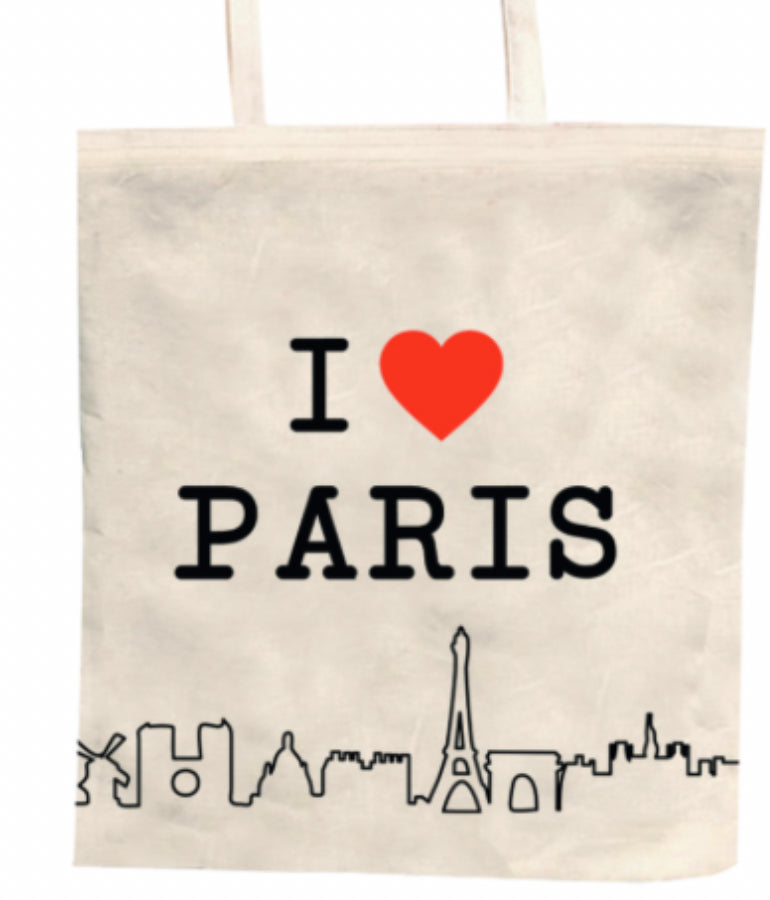 Bolsa I ❤️ Paris de algodão