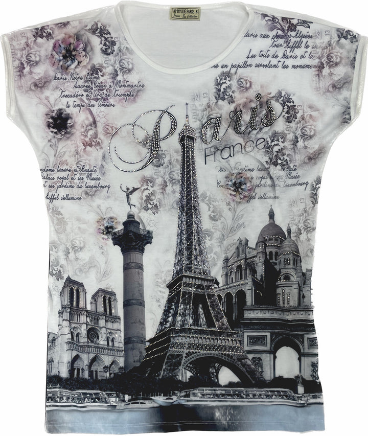 Tee-shirt avec design Tour Eiffel et monuments parisiens