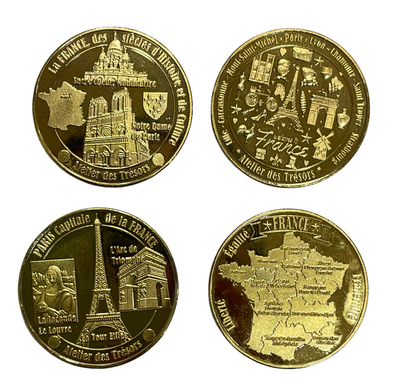 Pièces de collection Souvenirs de Paris, 3 cm de diamètre