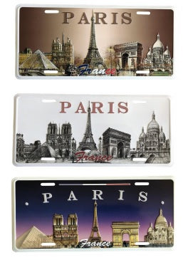 3 Grandes placas metálicas de recuerdo de monumentos de París en relieve
