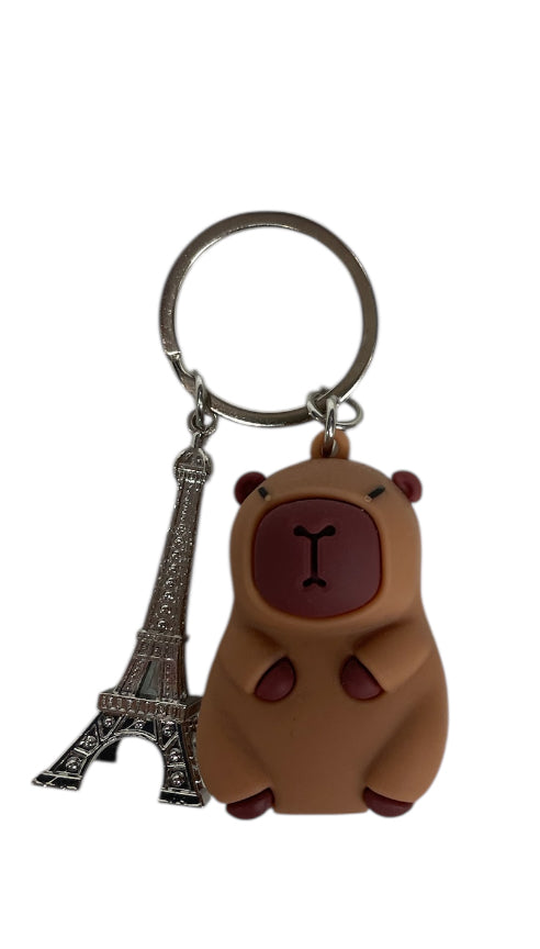 Keychain Capybara Eiffel Tower – Paris Edition (Gold or Silver)