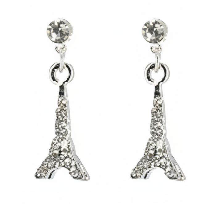 Brincos torre Eiffel cor prata
