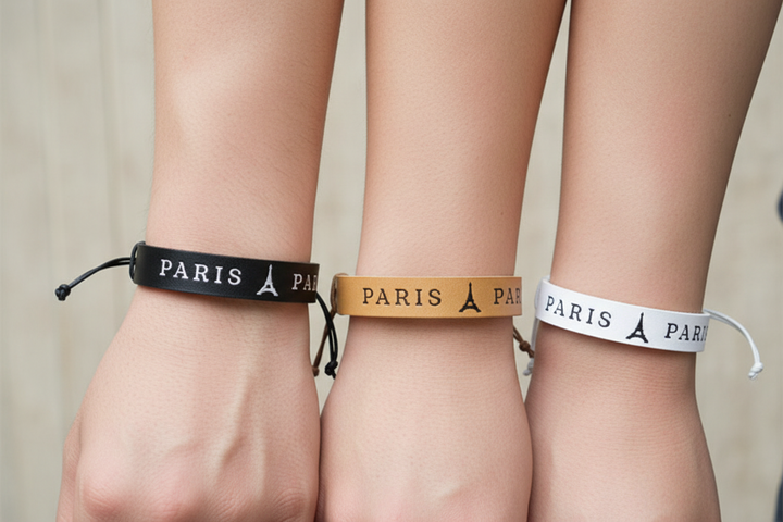 Bracelet Paris Tour Eiffel cuir réglable