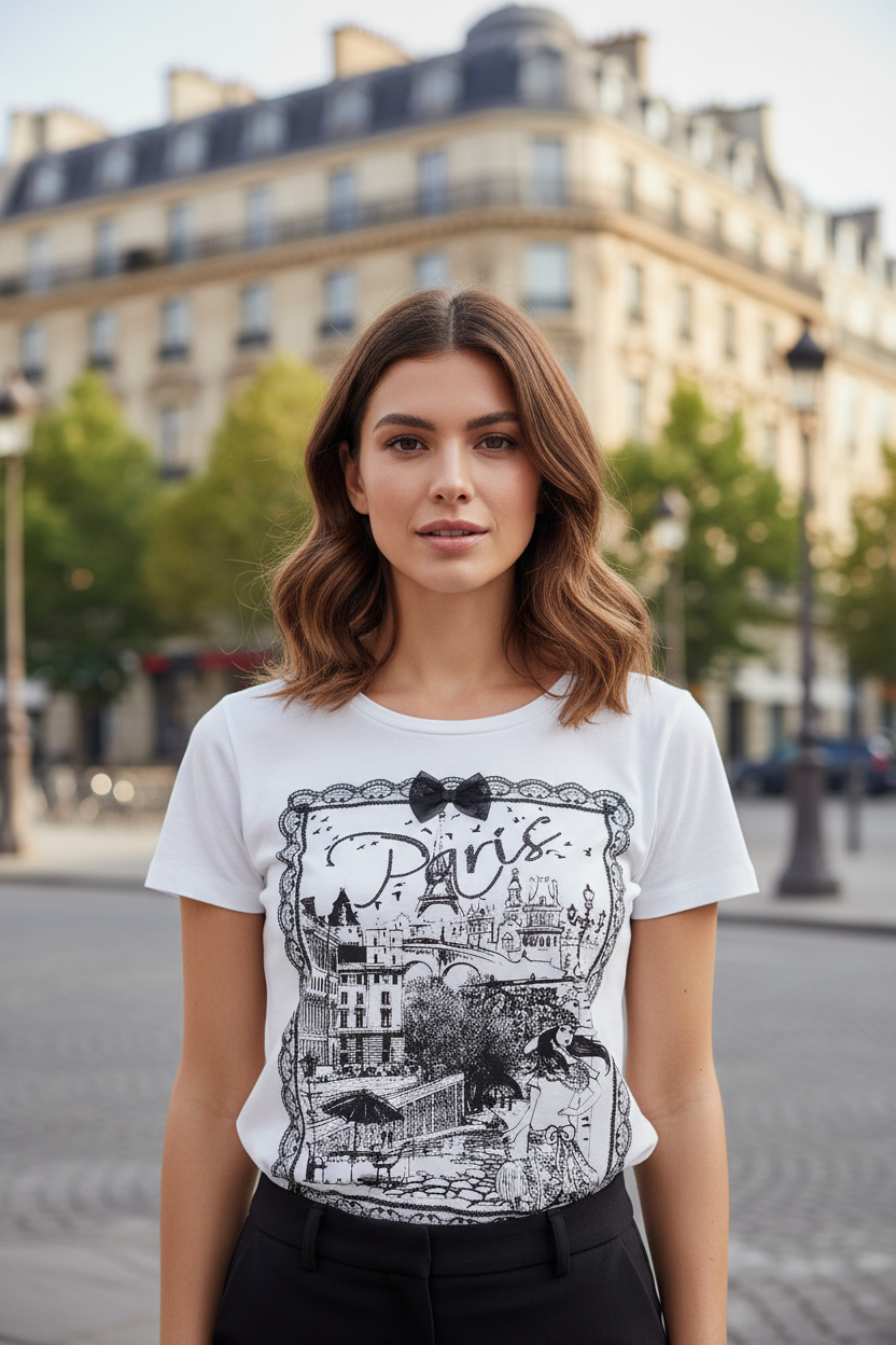 T-shirt Paris Torre Eiffel renda