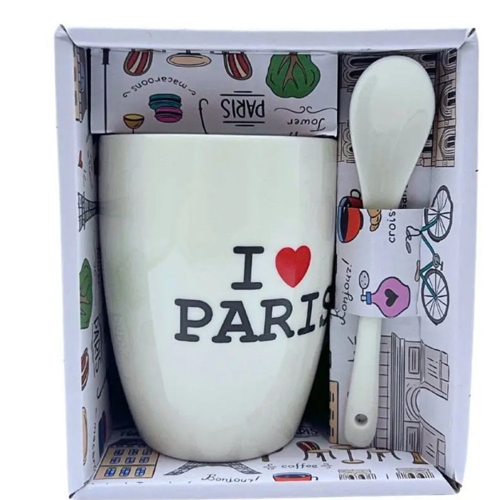Taza "I Love Paris" con Cuchara