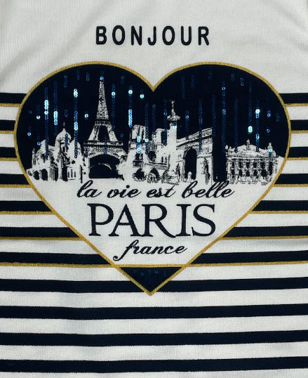 Manga comprida Paris BONJOUR