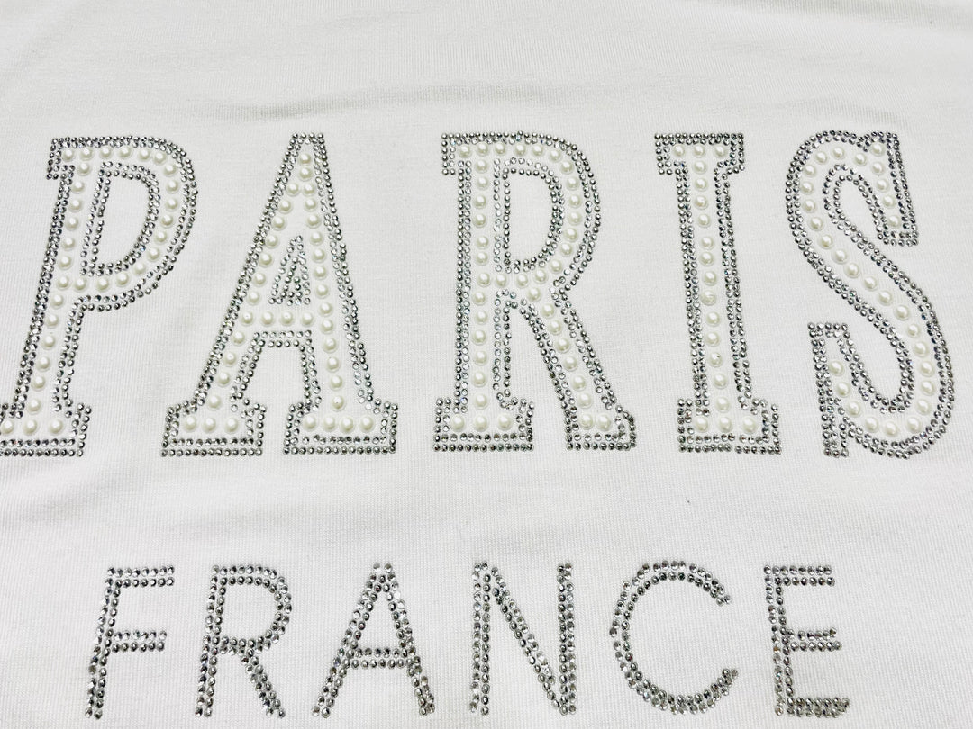 Tee shirt Paris France strass et Perle