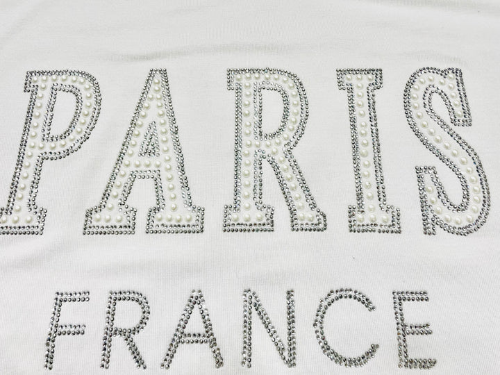 Tee shirt Paris France strass et Perle