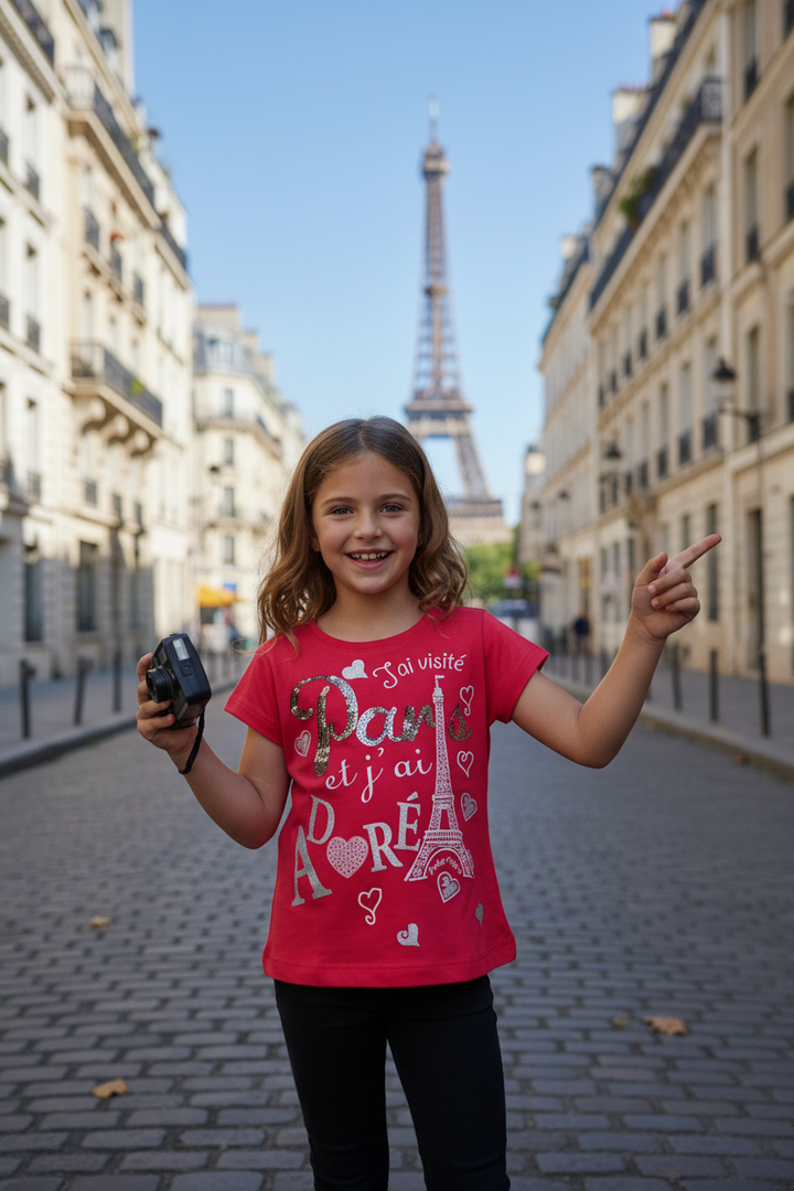 T-shirt Torre Eiffel Paris strass e lantejoulas