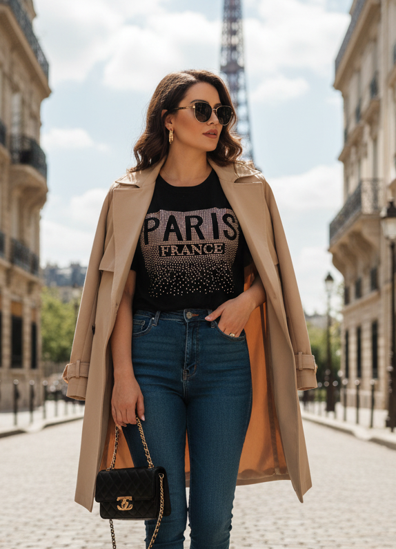 T-shirt Paris France STRASS