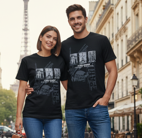 T-shirt Monumentos de Paris original Preta