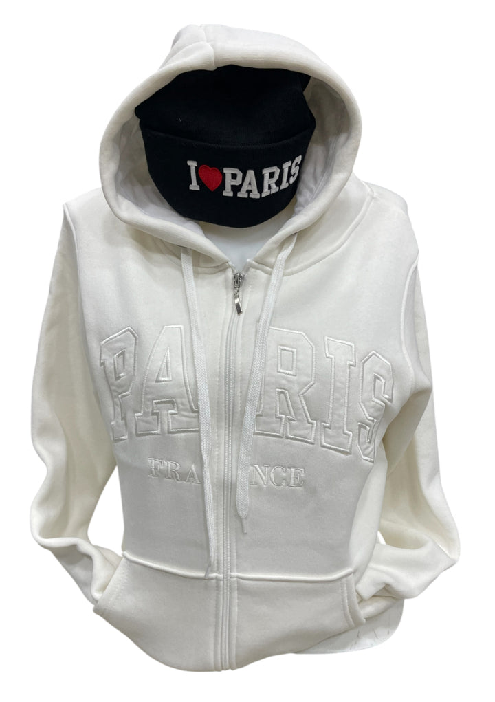 Moletom Paris France com Zíper – Branco