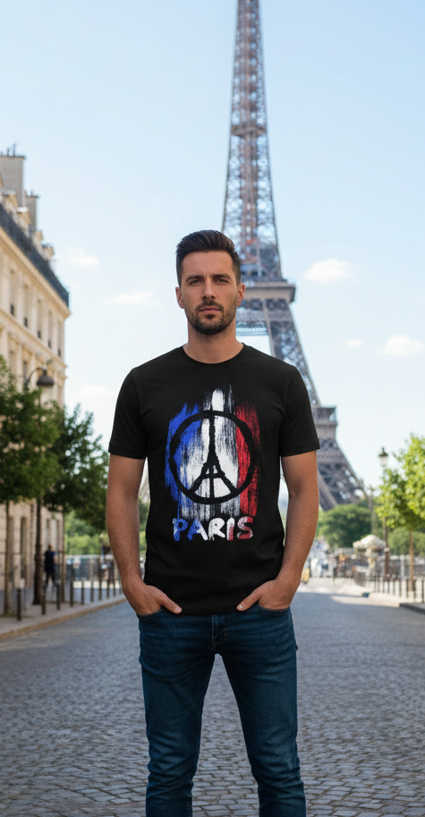 T-shirt Torre Eiffel Paz Paris preta