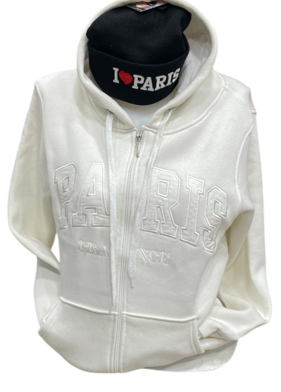 Moletom Paris France com Zíper – Branco